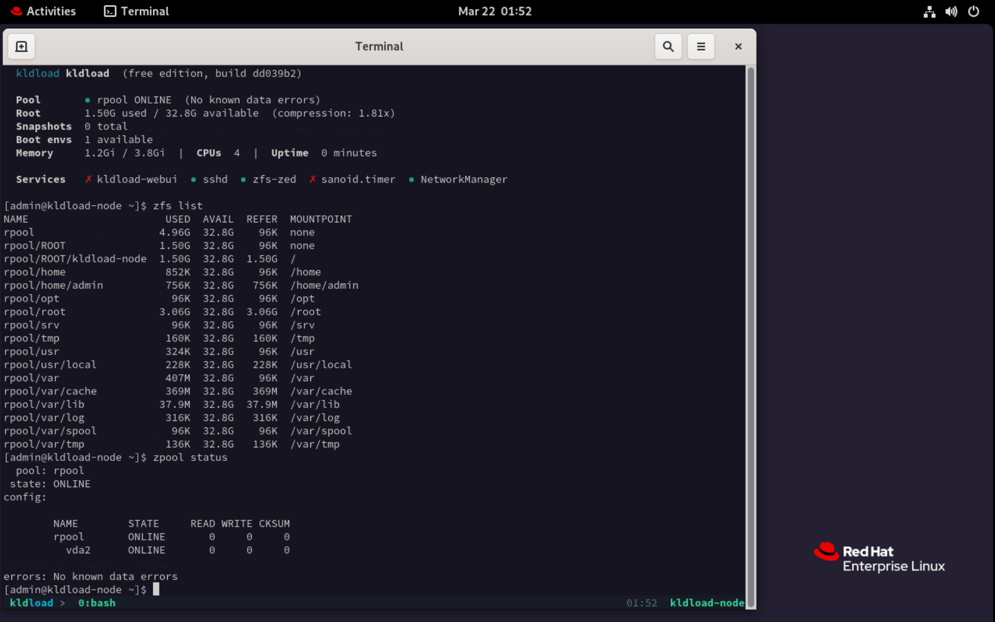 RHEL 9 with ZFS on root