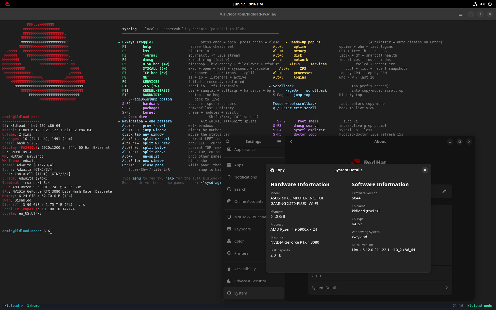 sysdiag — local-OS observability tmux cockpit with an F-key eBPF cheatsheet